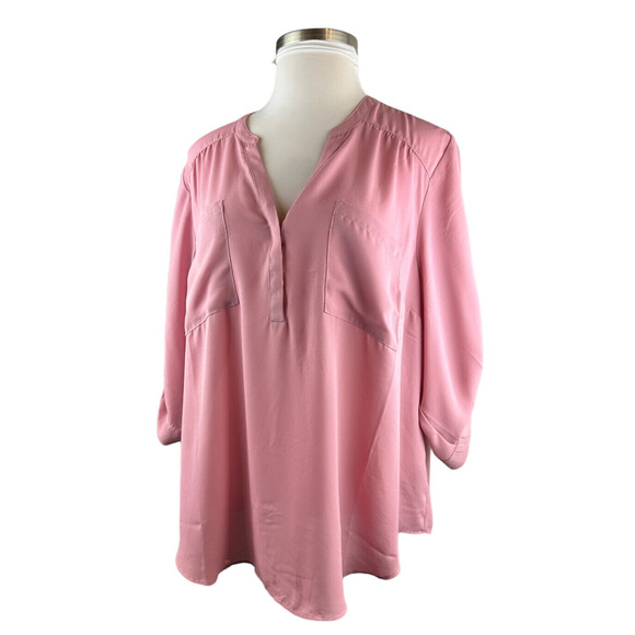 NWT Torrid Harper Georgette Pullover 3/4 Sleeve Blouse Rose Plus Size 3 3X 22-24 - Picture 4 of 14